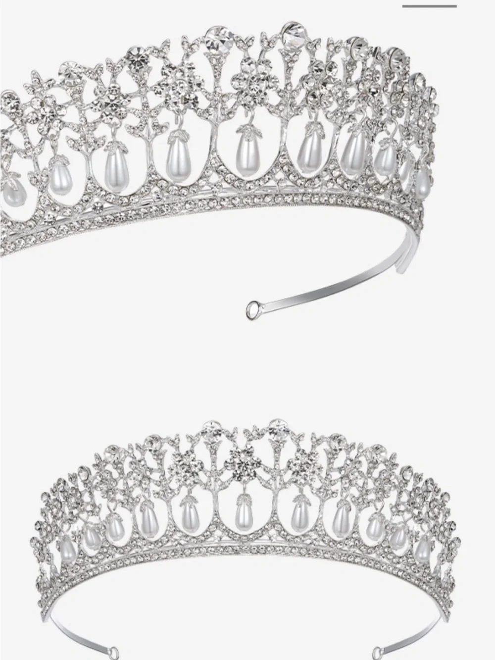 Sweetv Princess Diana Silver Crystal Bridal Tiara Headpiece
